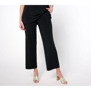 Women Control Women's Petite Pants PM La Roma Jersey Wide Leg Crop Black A689240